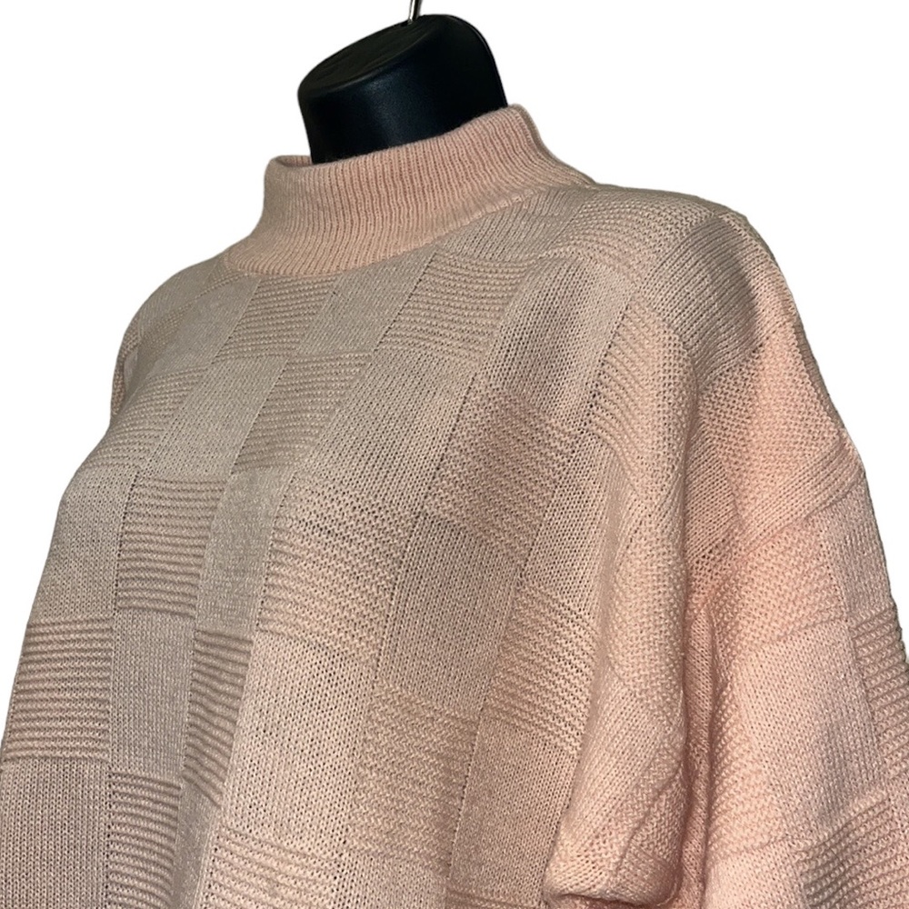 Vintage 80s ZALERNO Peach Mock Neck Sweater~Acrylic~XL
